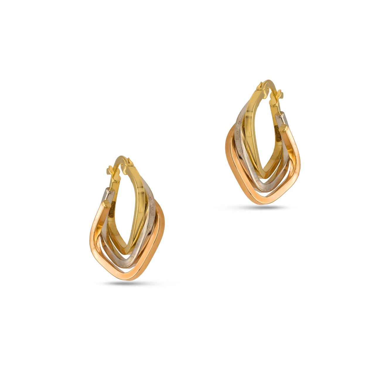 Halo Glide Tri-Color Gold Gypsy Earring Pair